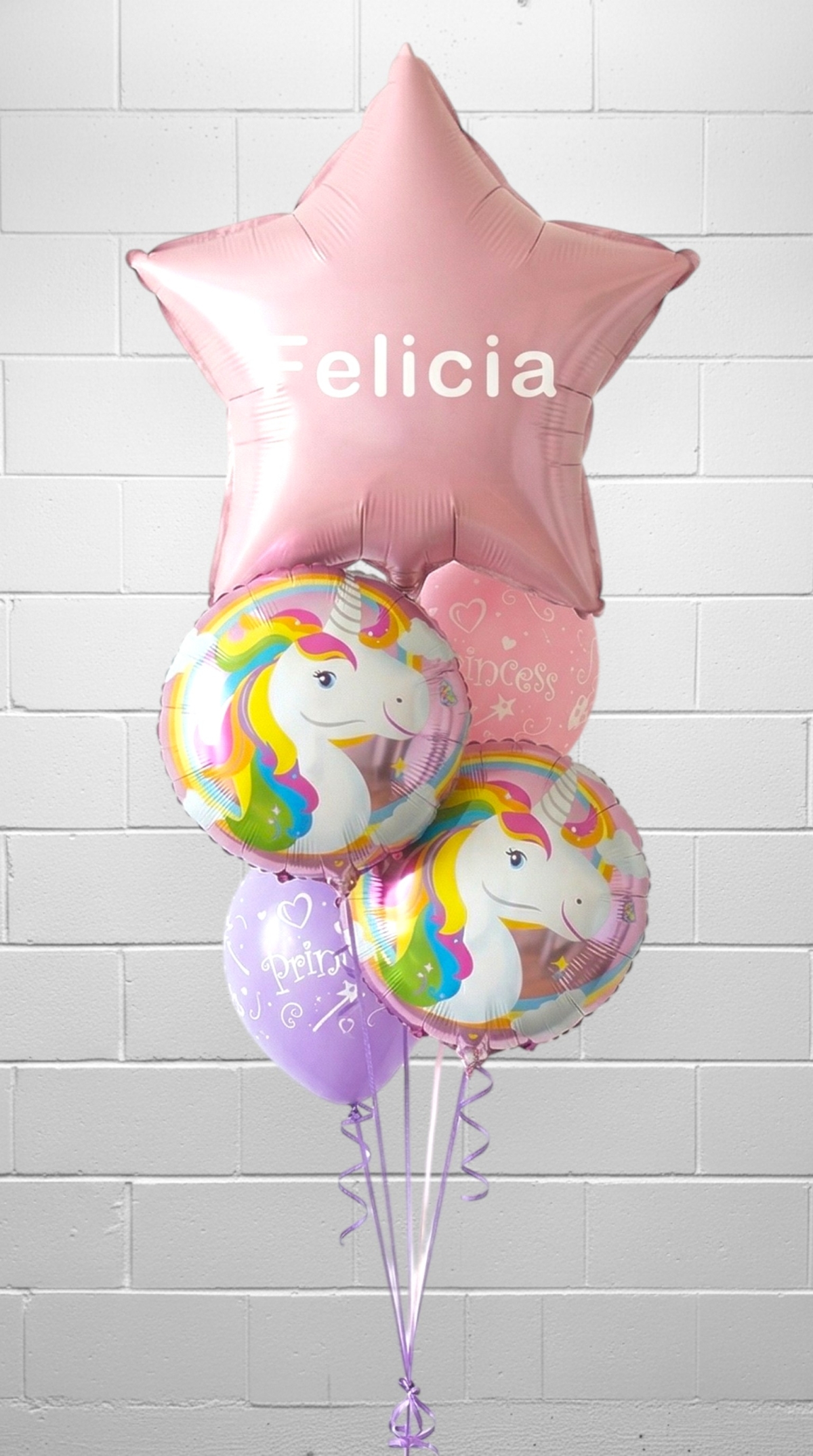 Unicorn Princess Custom Name Personalized Balloon Bouquet