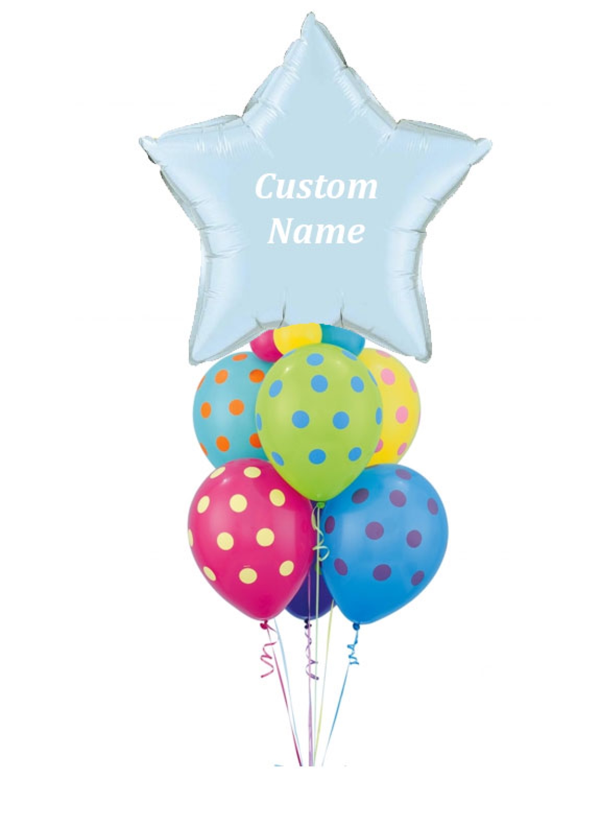 Polka Dots Custom Name Balloon Bouquet