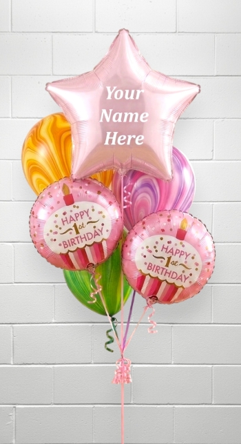 First Birthday Custom Name Balloon Bouquet