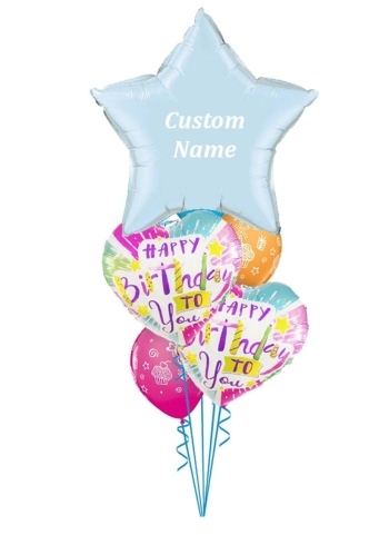 Happy Birthday To You Candles Custom Name Balloon Bouquet