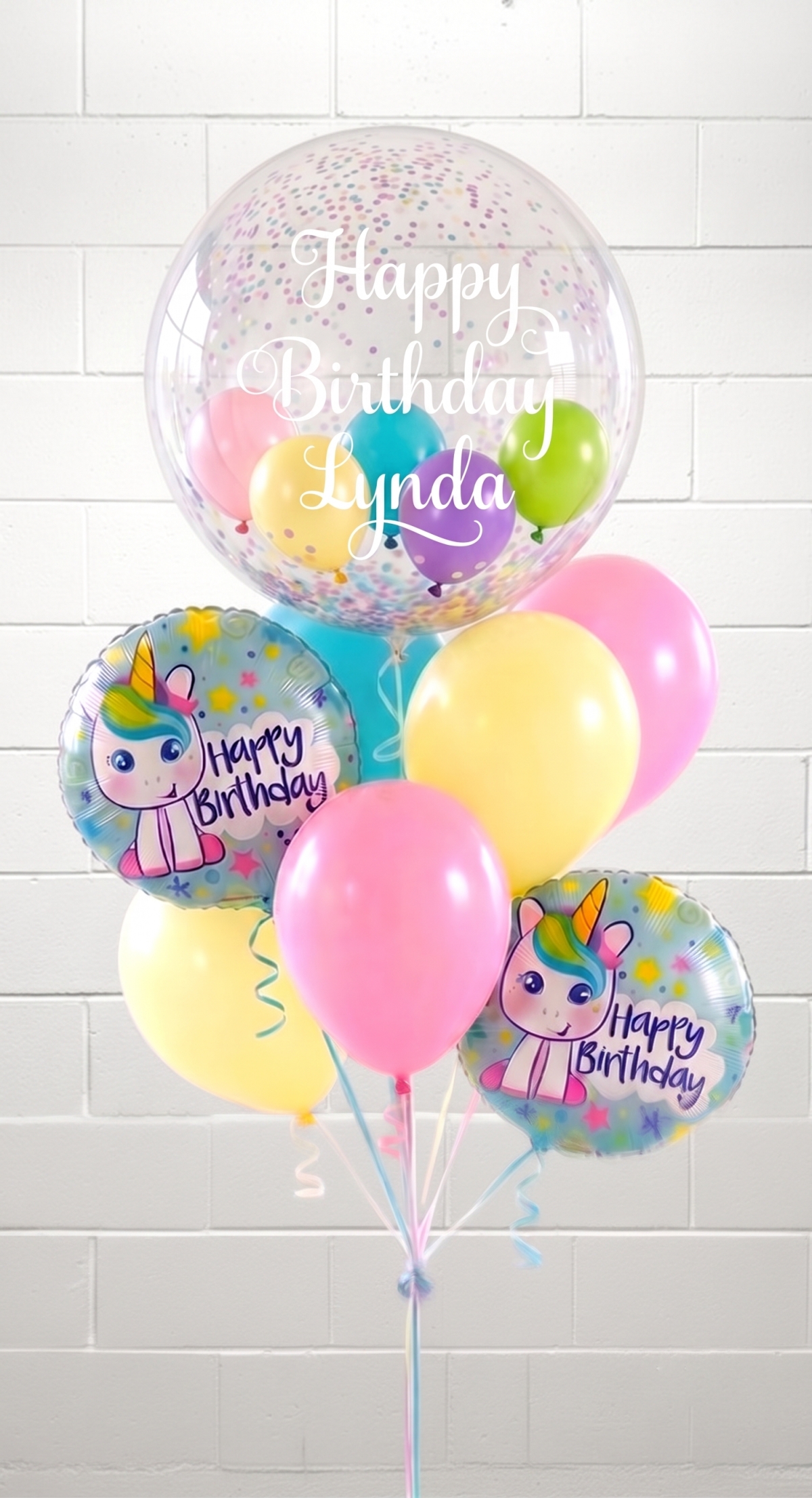 Custom Print & Unicorn Happy Birthday Bouquet