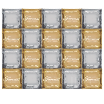 Custom Printed Helium Balloon Wall in Gold and Silver Backdrop
