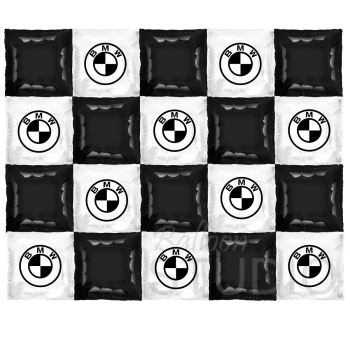 Custom Printed Helium Balloon Wall in Black and White Backdrop