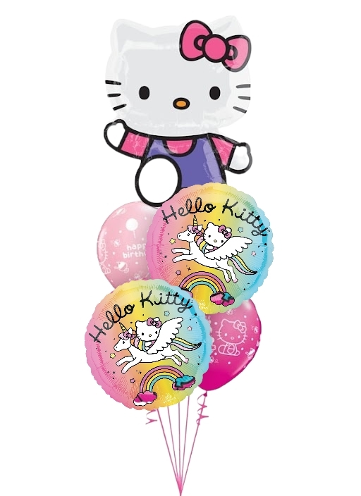 Cute Hello Kitty Rainbow Balloon Bouquet 