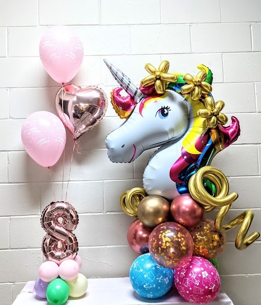 Cute Unicorn Birthday Balloon Stand Up Set