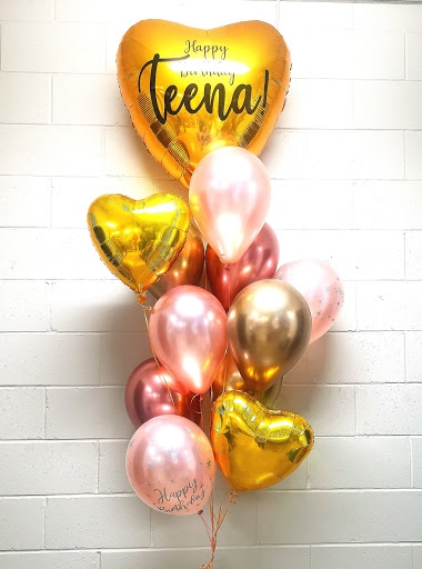 Deluxe Rose Gold Hearty Birthday Balloon Bouquet
