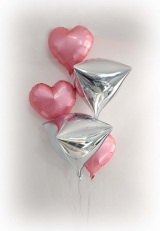 Diamond Pink Heart Balloon Bouquet