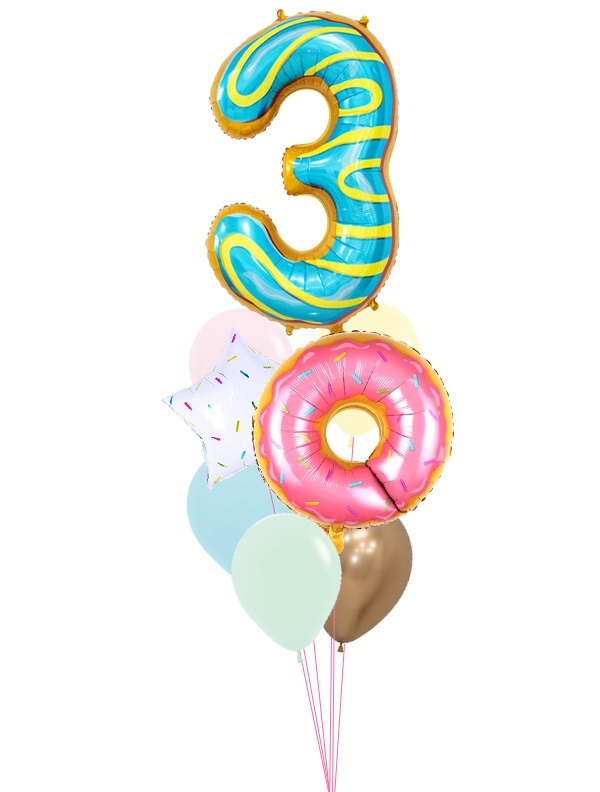 Donut Balloon Number Bouquet 3