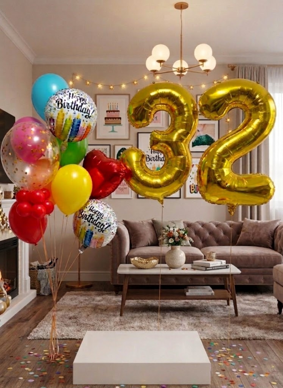 Double Number Birthday Colour Splash Balloon Bouquet