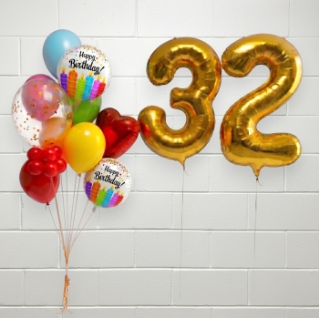 Double Number Birthday Colour Splash Balloon Bouquet