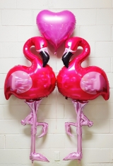 Double Trouble Flamingo Heart Balloon Bouquet