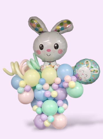 Easter Bunny with Pastel balloons centerpiece