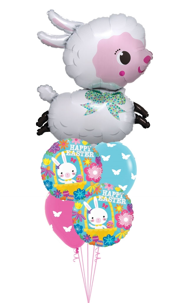 Easter Lamby floral balloon bouquet with butterflies