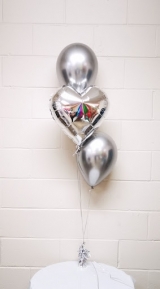 Elegant Balloon Heart Centerpiece in Silver