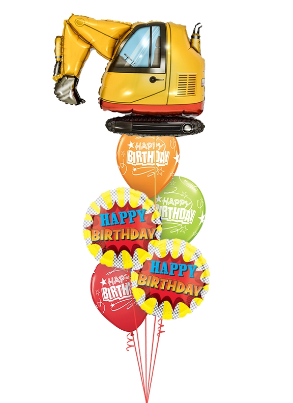 Excavator Truck Birthday Balloon Bouquet 