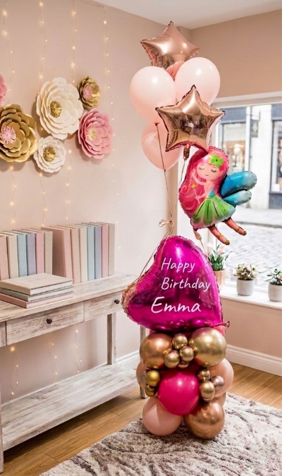 Fairy Birthday Girl Standup Bouquet Hybrid Set with Custom Name