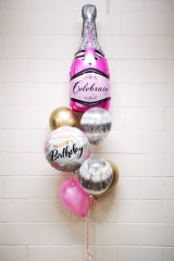 Fierce Pink Champagne Birthday Bouquet 