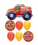 Fire Rescue Vehicle Birthday Balloon Bouquet