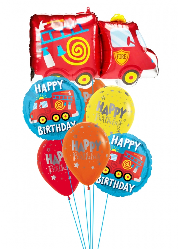 Fire Truck Birthday Balloon Bouquet