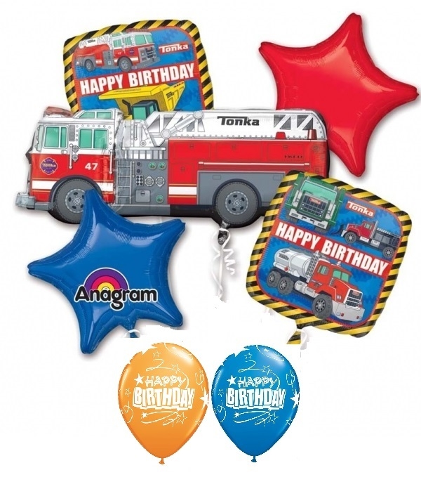 Fire Truck Tonka Birthday Balloon Bouquet 