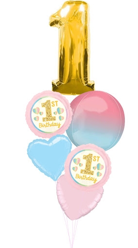 First Birthday Gold Ombre Foil Balloon Bouquet