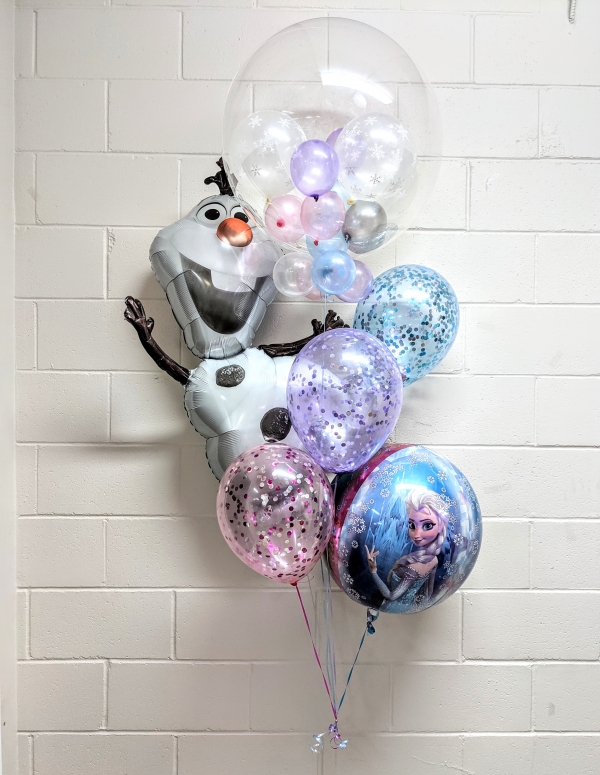 Frozen Anna & Elsa & Olaf Bubble Birthday Balloon Bouquet