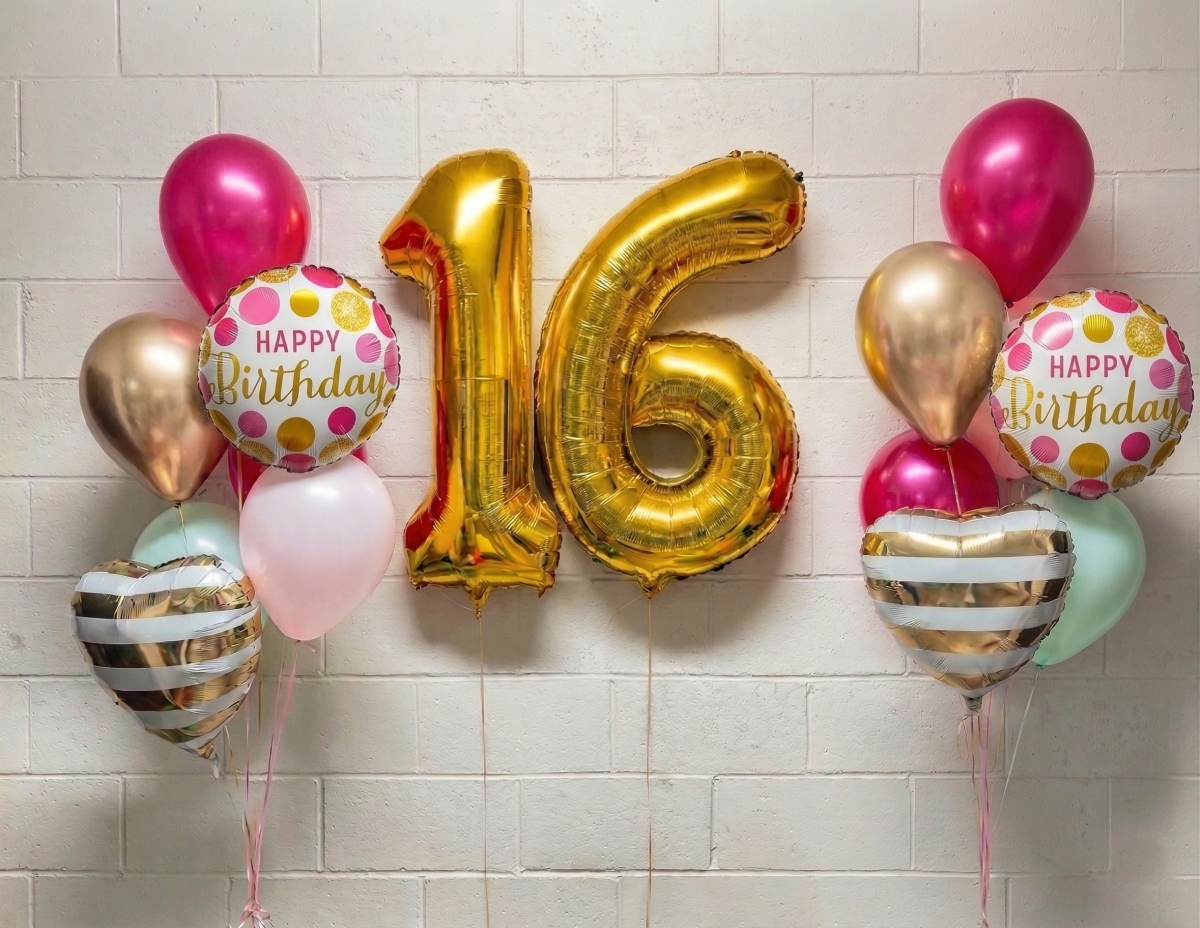 Fuchsia & Gold & Mint Birthday Pick An Age Set