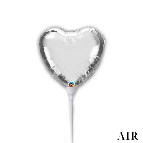 Silver Heart - 6" Mini Shape Mylar Foil Balloon AIR-FILL