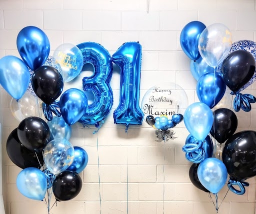 Full Elegant Blue & Black Pick an Age Balloon Set