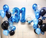 Full Elegant Blue & Black Pick an Age Balloon Set