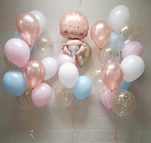 Gender Neutral Rose Gold Baby Shower Balloon Set 