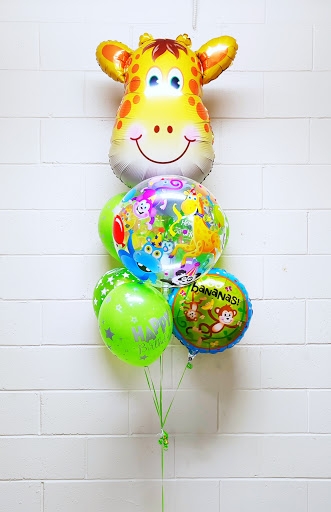 Giraffe Jungle Animals Birthday Balloon Bouquet 