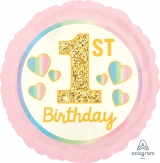 Girl 1st Birthday Girl Pink & Gold balloon