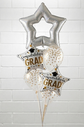 Glitter Grad Silver Balloon Bouquet 
