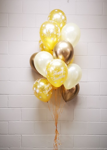 Gold Happy Birthday Bunch Balloon Bouquet