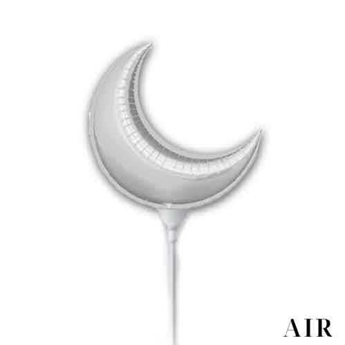 Silver Moon Crescent - 6" Mini Shape Mylar Foil Balloon AIR-FILL