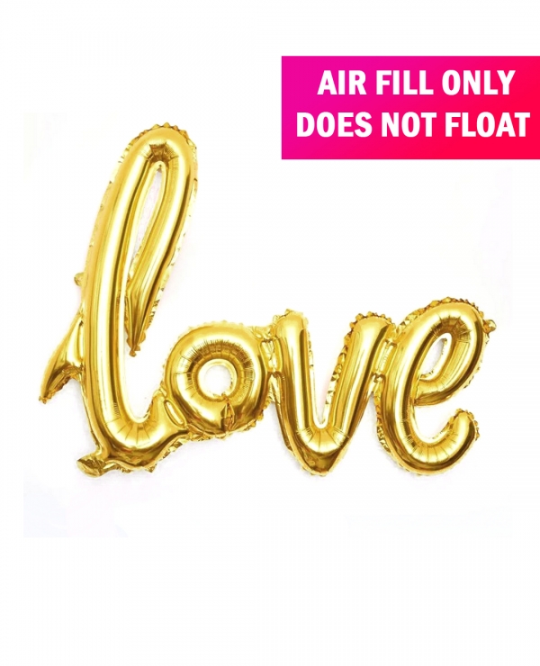 Gold Script Balloon Banner Love