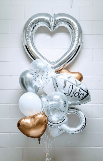 Gold & Silver & White Confetti Chrome I Do Wedding Proposal Bouquet
