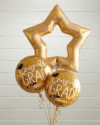 Gold Star Congrats Grad Ombre Balloon Bouquet
