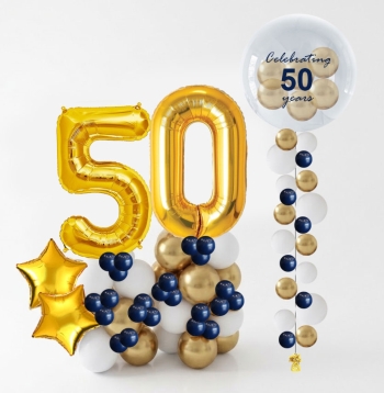 Gossamer Birthday Standup and Custom Printed Bubble Strand Balloon Set