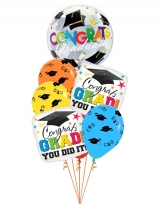 Graduation Bouquet with color caps and bubble