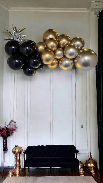 [5FT] Gold Glamour Graduation Balloon Garland