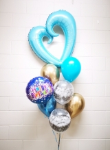 Graffiti Marble Heart Birthday Bouquet Blue
