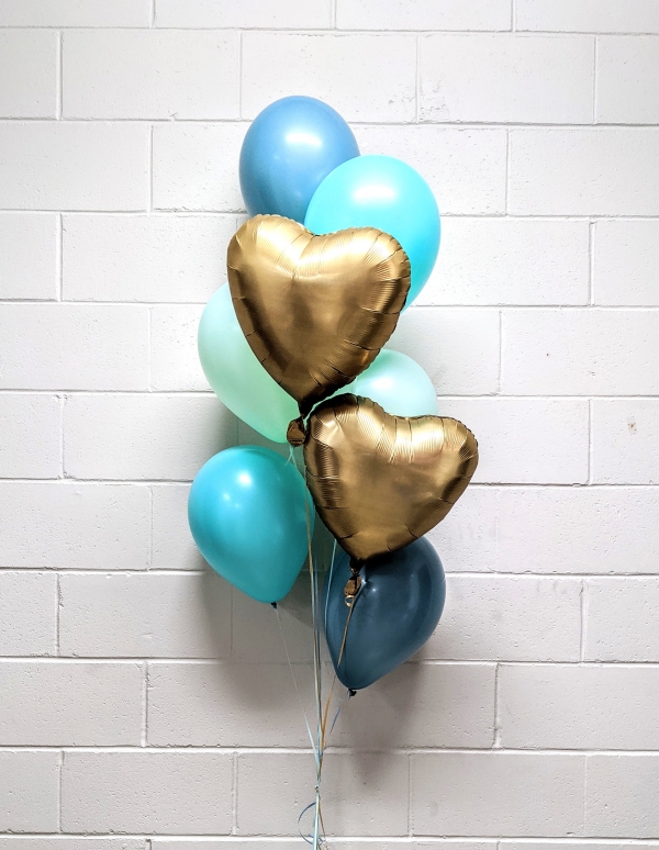 Green & Blue & Gold Heart Simple Love Bouquet