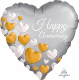 Happy Anniversary Foil Platinium Heart 