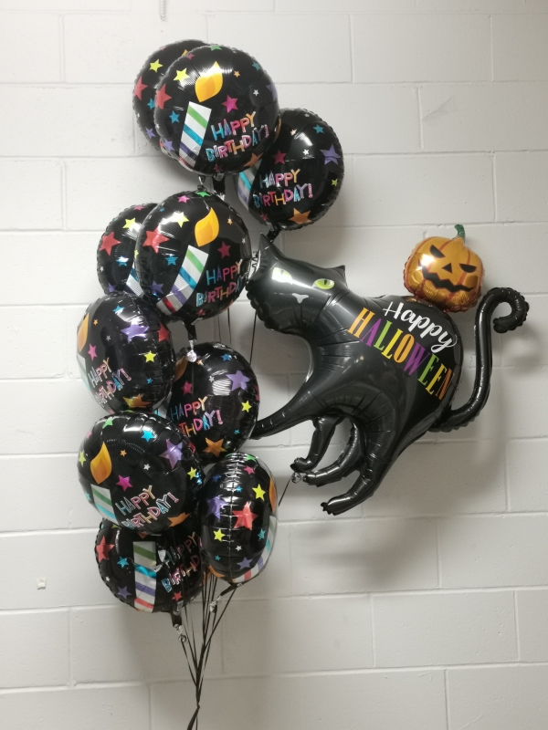 Happy Birthday Happy Halloween Balloon Bouquet All Foils