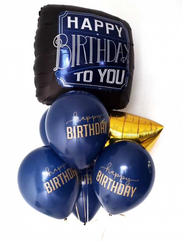 Happy Birthday Man navy and gold Bouquet