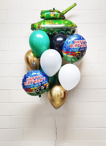 Happy Birthday You Have Level Up Army Tank Balloon Bouquet