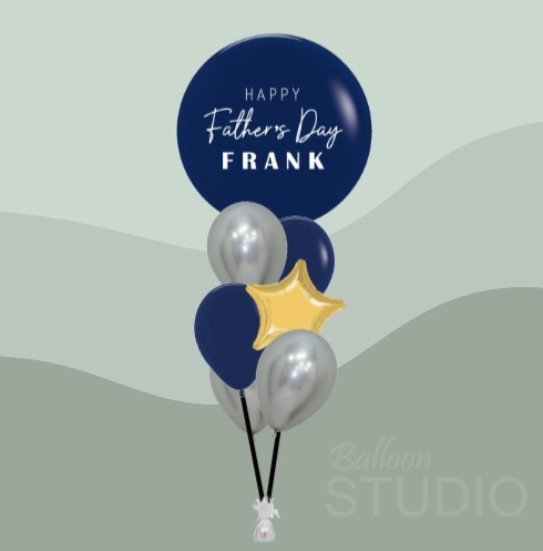 Happy Fathers Day Dad Custom Message and Name Balloon Bouquet