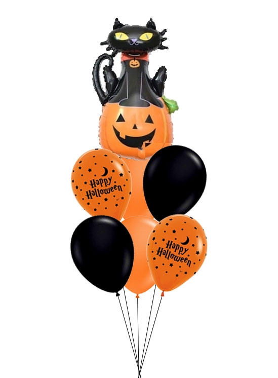 Happy Halloween Cat Balloon Bouquet
